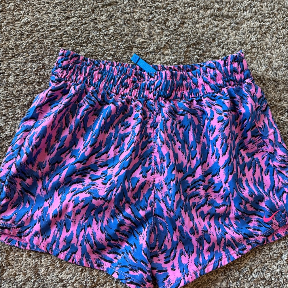 Nike Pink and Blue Patterned Women's Athletic Shorts